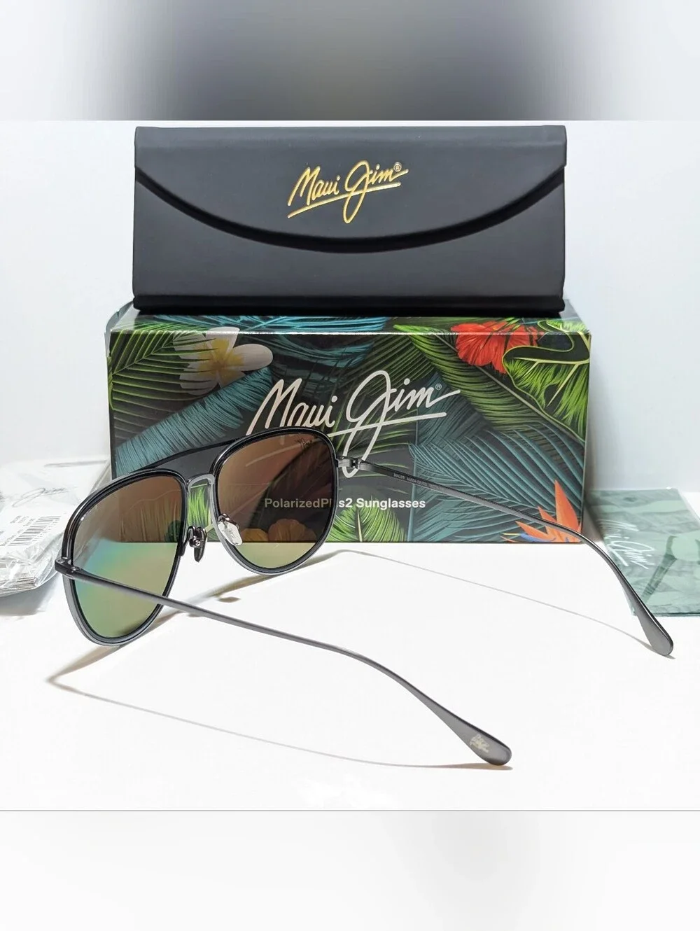 NEW Maui Jim Fair Winds Dark Gunmetal Polarized Hawaii Lava Sunglass RM554-02UTD